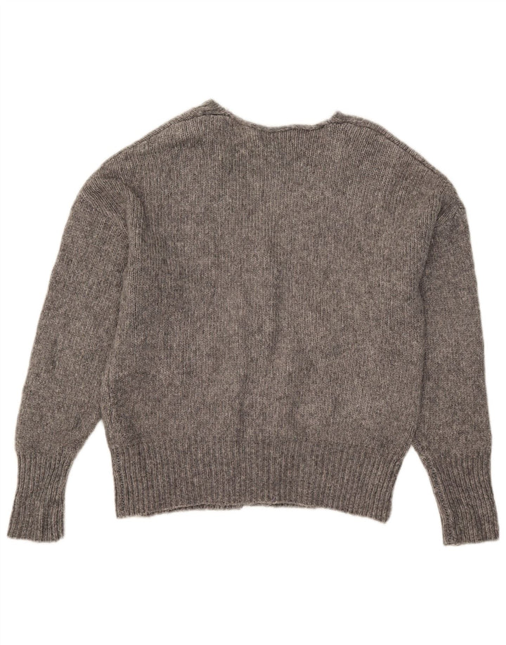 Zara Dame Cardigan Sweater UK 14 Medium Grey Flecked Acryl
