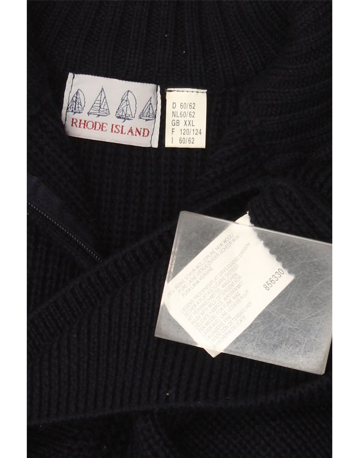 Rhode Island Herre Zip Neck Jumper Sweater 2XL Navy Blue Uld