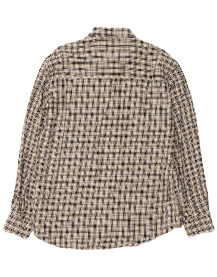 VINTAGE Flanelskjorte til mænd Stor beige ternet bomuld