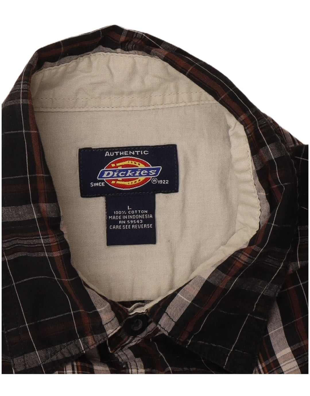 Dickies Kortærmet Herreskjorte Stor sort ternet bomuld