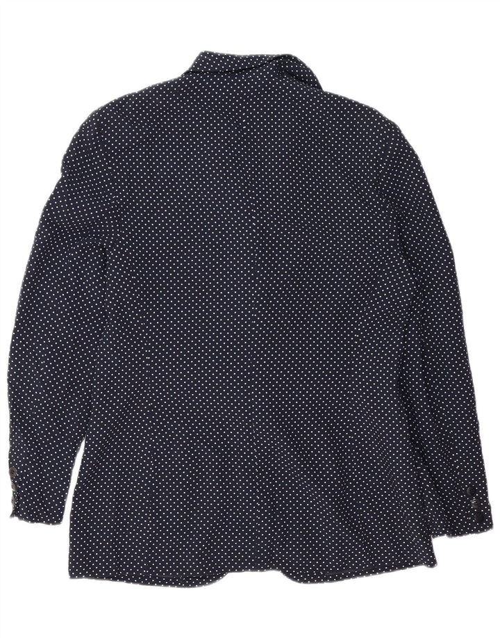 VINTAGE Dame 1-knaps blazerjakke UK 14 Mellem marineblå plettet