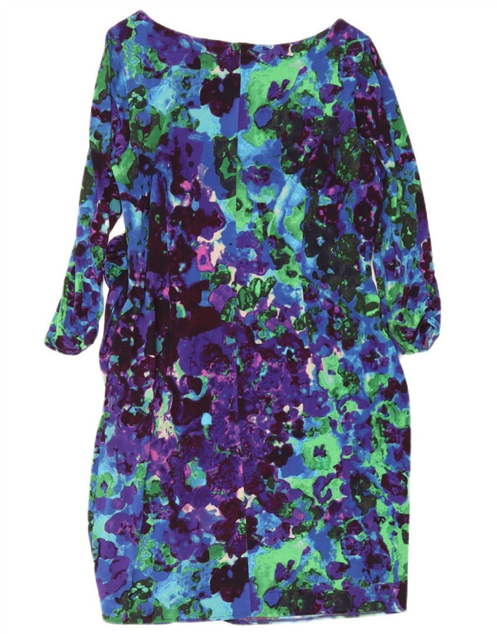 Coast Kvinders abstrakt mønster 3/4-ærmet Shift Dress UK 18 XL Blå