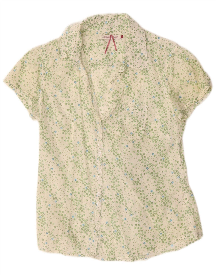 White Stuff Kortærmet skjortebluse til kvinder UK 12 Medium Floral Bomuld