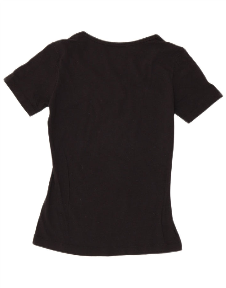 CHAMPION Dame Grafisk T-Shirt Top UK 10 Lille Sort