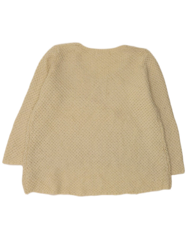 Zara Dame Boat Neck Jumper Sweater UK 16 Large Off White Akryl