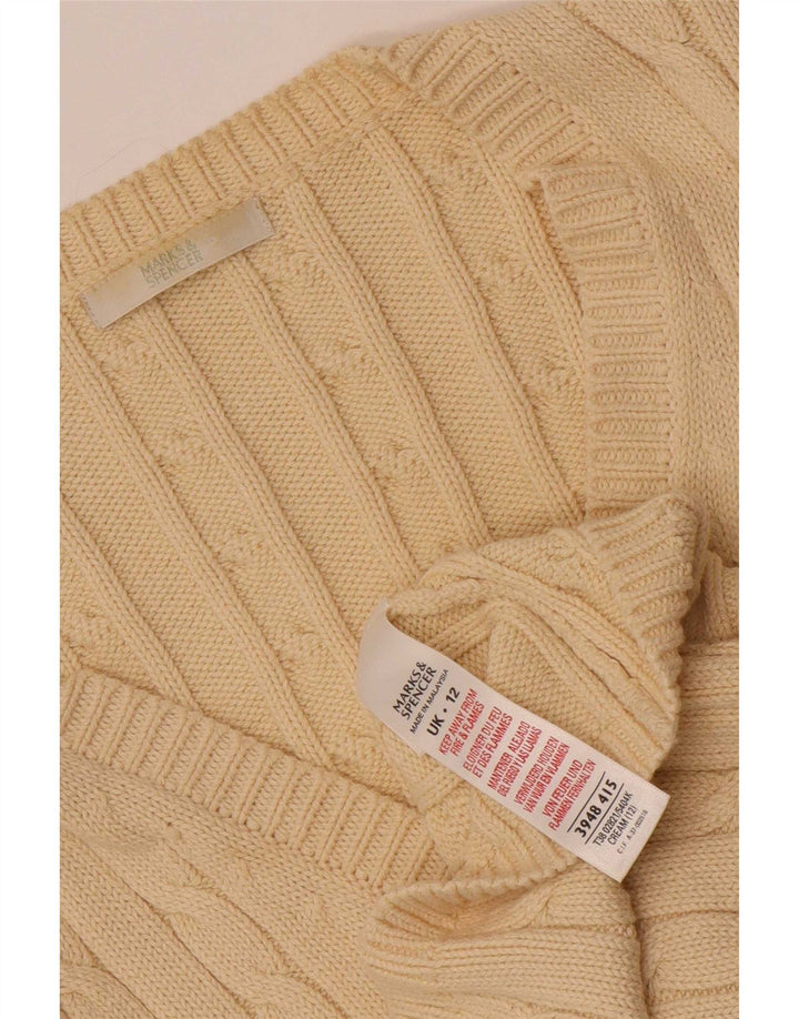 Marks & Spencer Dame Cardigan Sweater UK 12 Medium Beige Bomuld