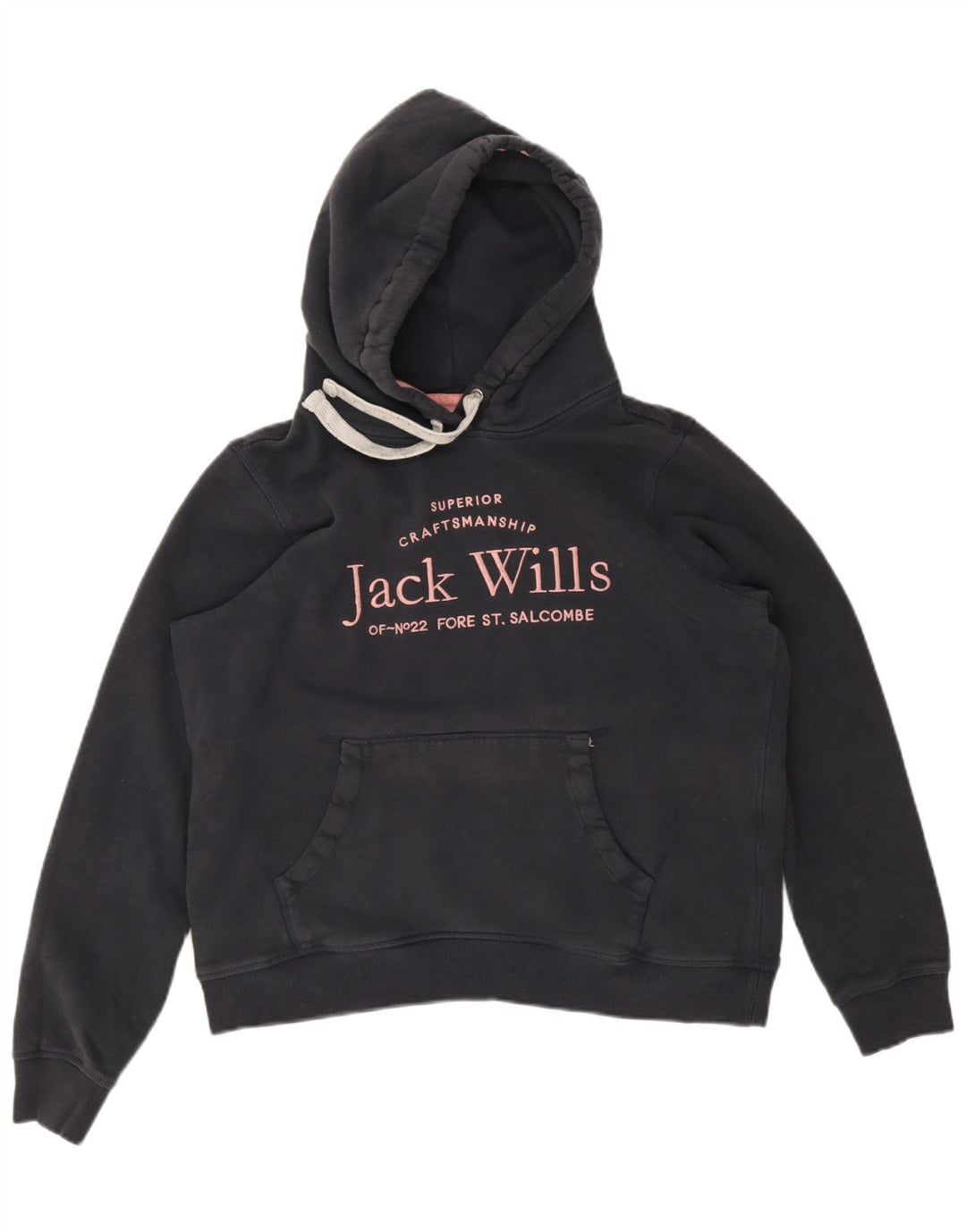 Jack Wills Grafisk Oversized Hoodie Jumper til kvinder UK 12 Medium Navy Blue