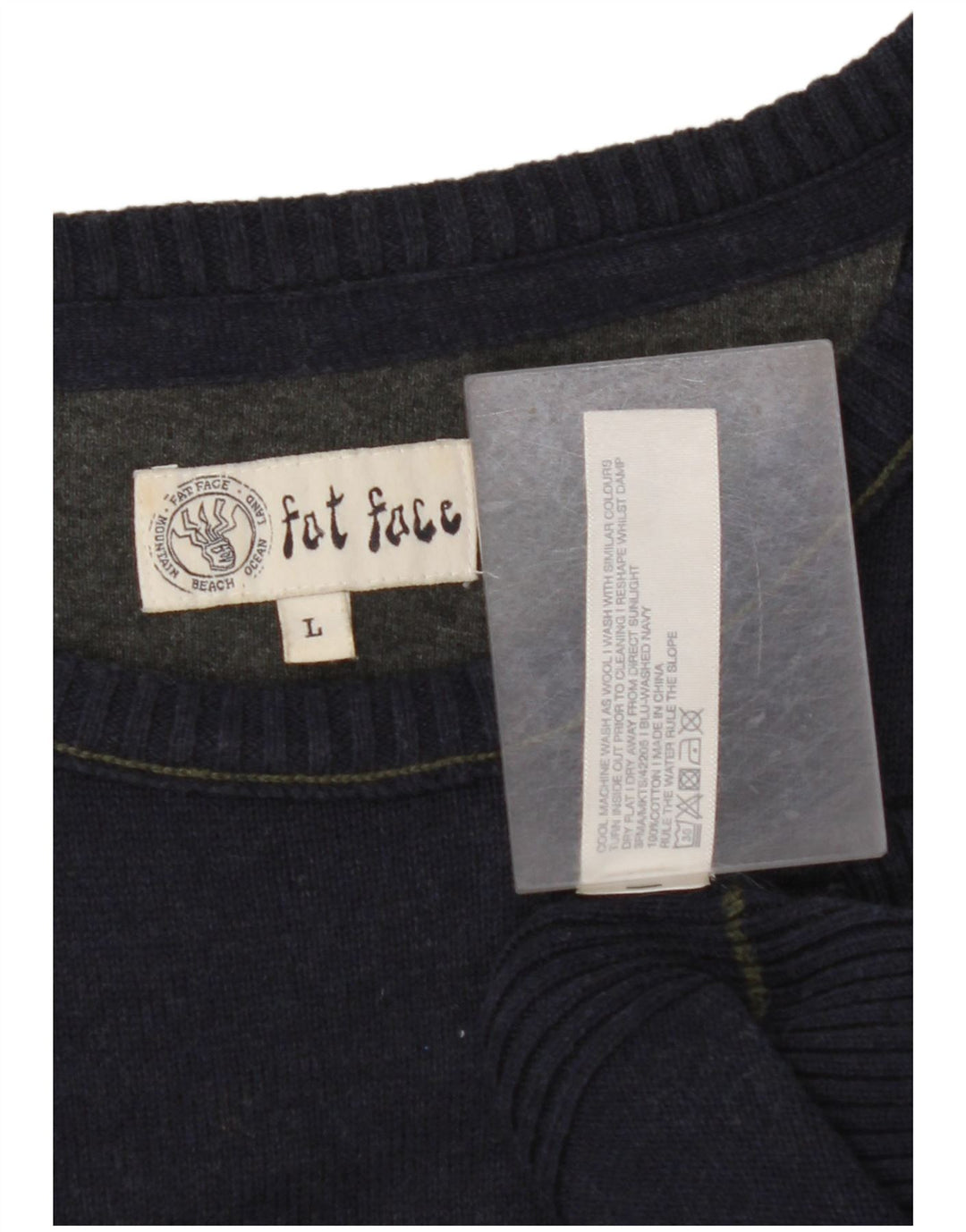 FED FACE Herre Boat Neck Jumper Sweater Stor Marineblå Bomuld