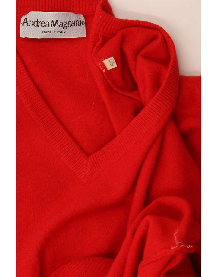 Vintage Dame V-hals sweater IT 50 XL Rød