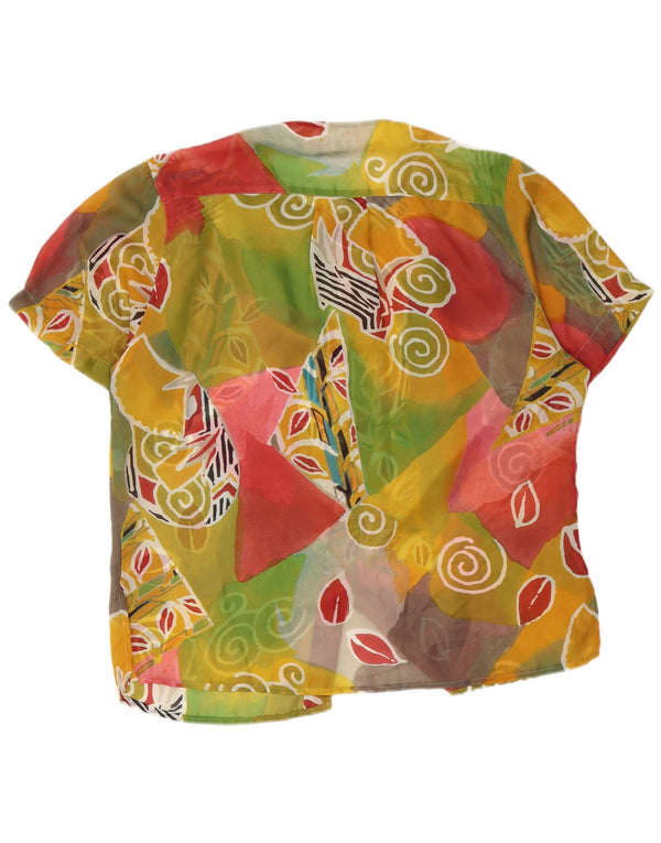 Vintage Dame Gennemsigtig Skjorte Bluse UK 20 2XL Flerfarvet Geometrisk