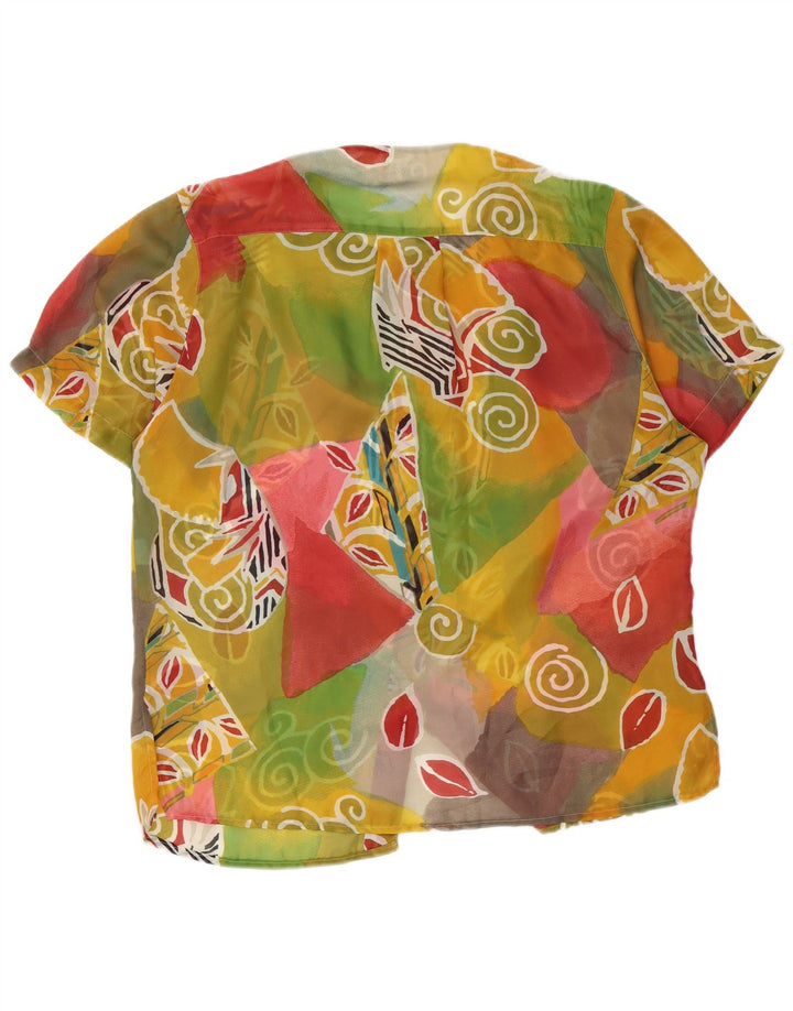 Vintage Dame Gennemsigtig Skjorte Bluse UK 20 2XL Flerfarvet Geometrisk