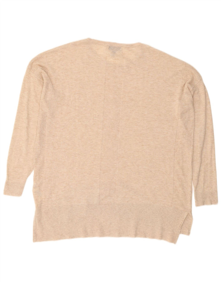 TOPSHOP Womens Oversized Crew Neck Jumper Sweater UK 14 Large Beige
