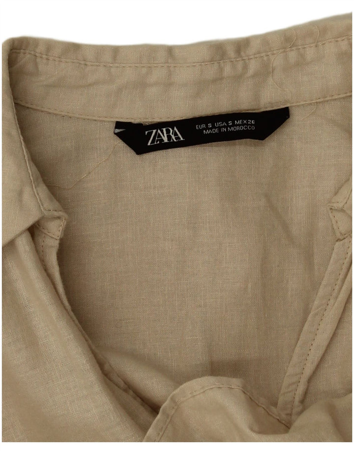 Zara Dame A-Line Kjole UK 10 Small Beige