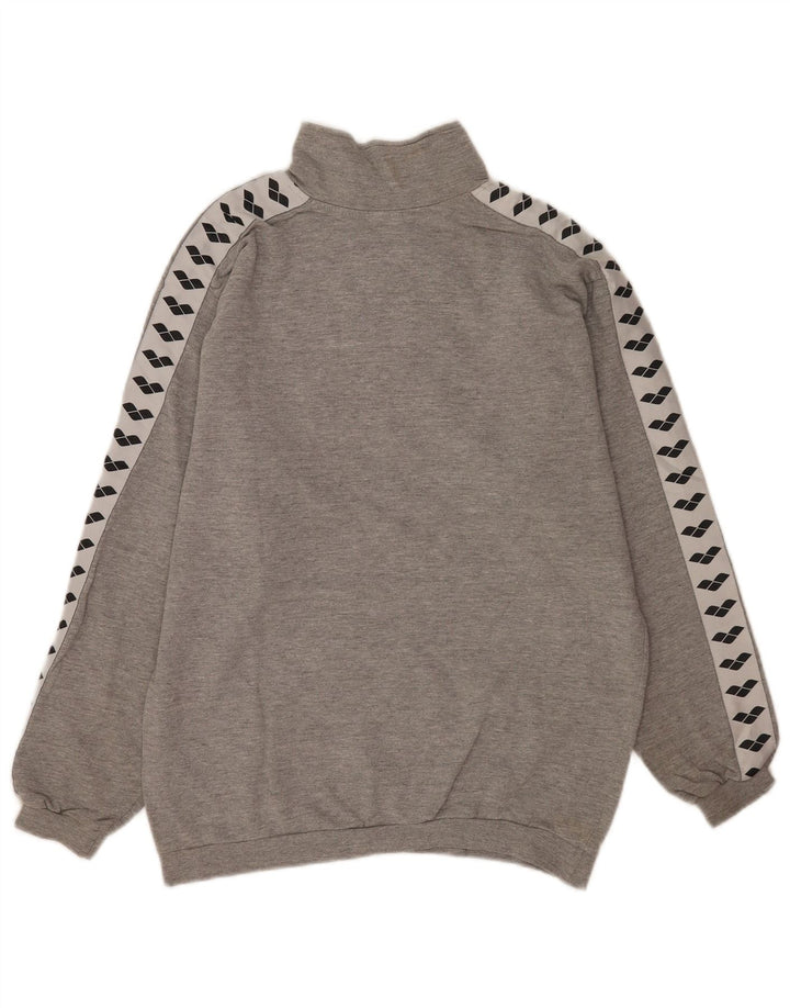 Arena Herre grafisk lynlås-hals sweater Jumper Medium Grå Colourblock