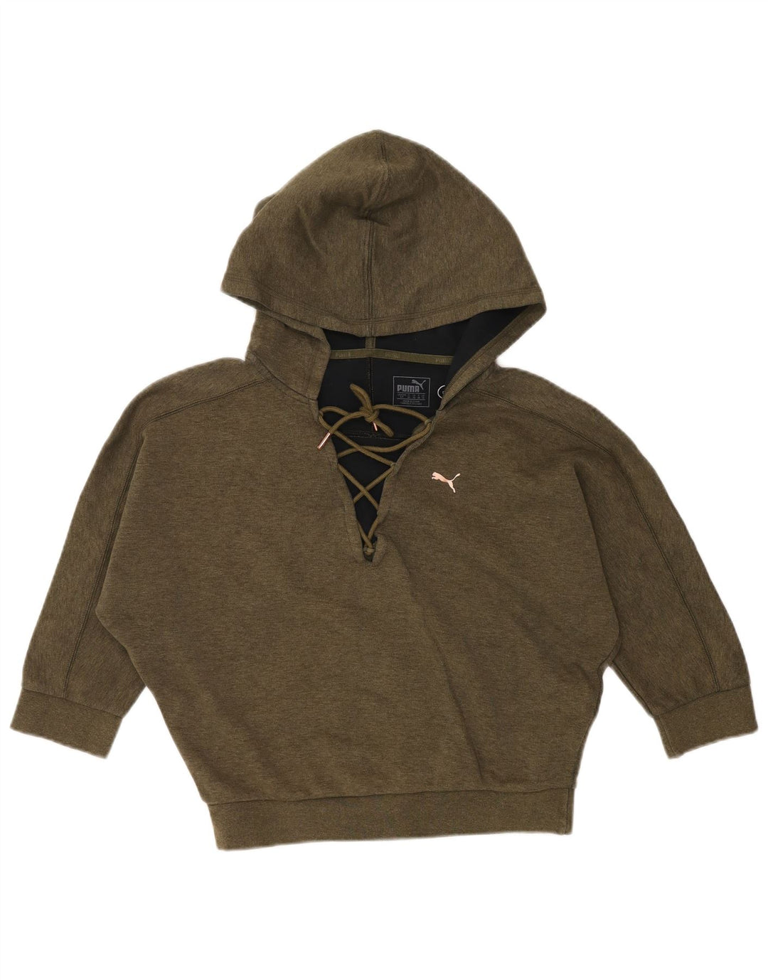 PUMA 3/4-ærmet Batwing hættetrøje til kvinder, UK 10, lille Khaki Bomuld