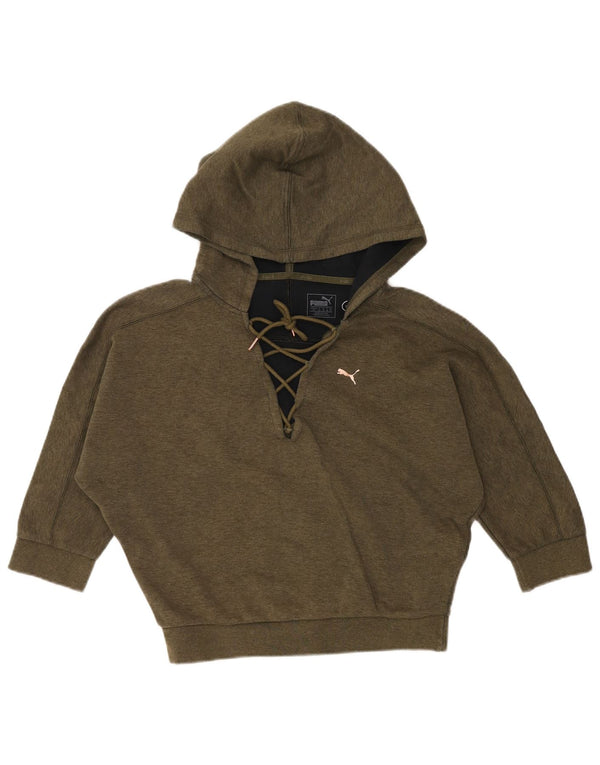 PUMA 3/4-ærmet Batwing hættetrøje til kvinder, UK 10, lille Khaki Bomuld