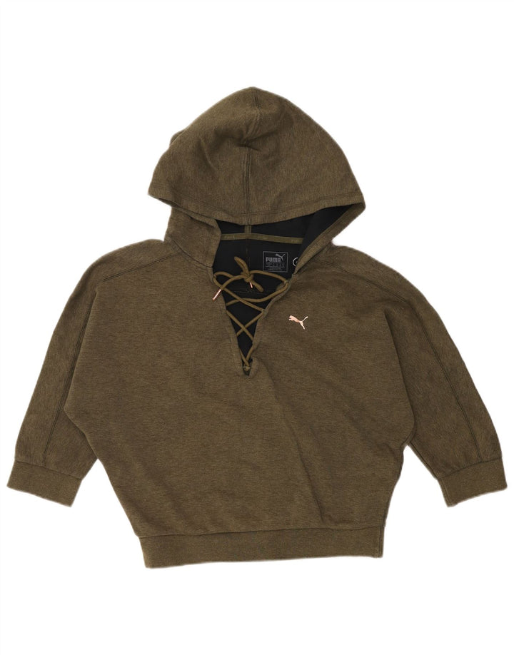 PUMA 3/4-ærmet Batwing hættetrøje til kvinder, UK 10, lille Khaki Bomuld