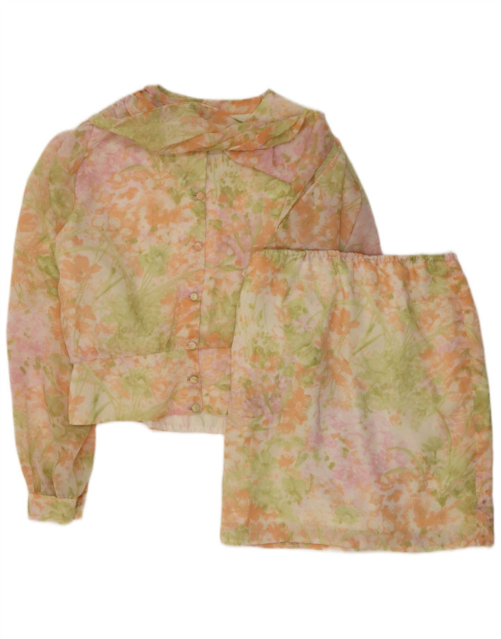 Vintage Kvinders 2-delt nederdel Sæt UK 14 Medium W30 Multicolored Floral
