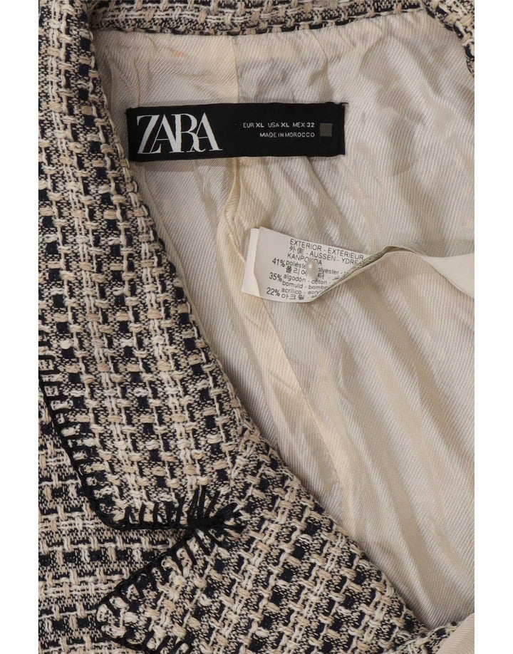 Zara Dame 3-knaps blazerjakke UK 18 XL Grå nålestribet polyester