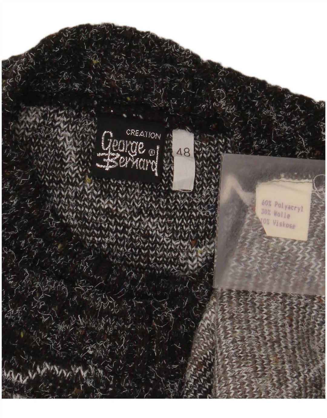 Vintage Dame Turtle Neck sweater IT 48 XL Gråstribet polyakryl
