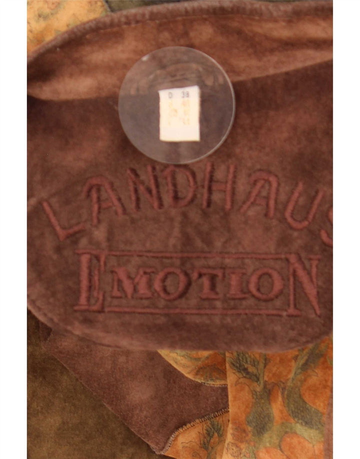 Landhaus Dame Loose Fit Ruskindsjakke UK 12 Medium Brun Patchwork Læder