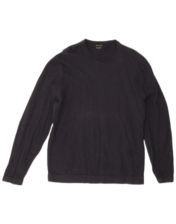 Massimo Dutti Herre Crew Neck Jumper Sweater Large Navy Blue Bomuld