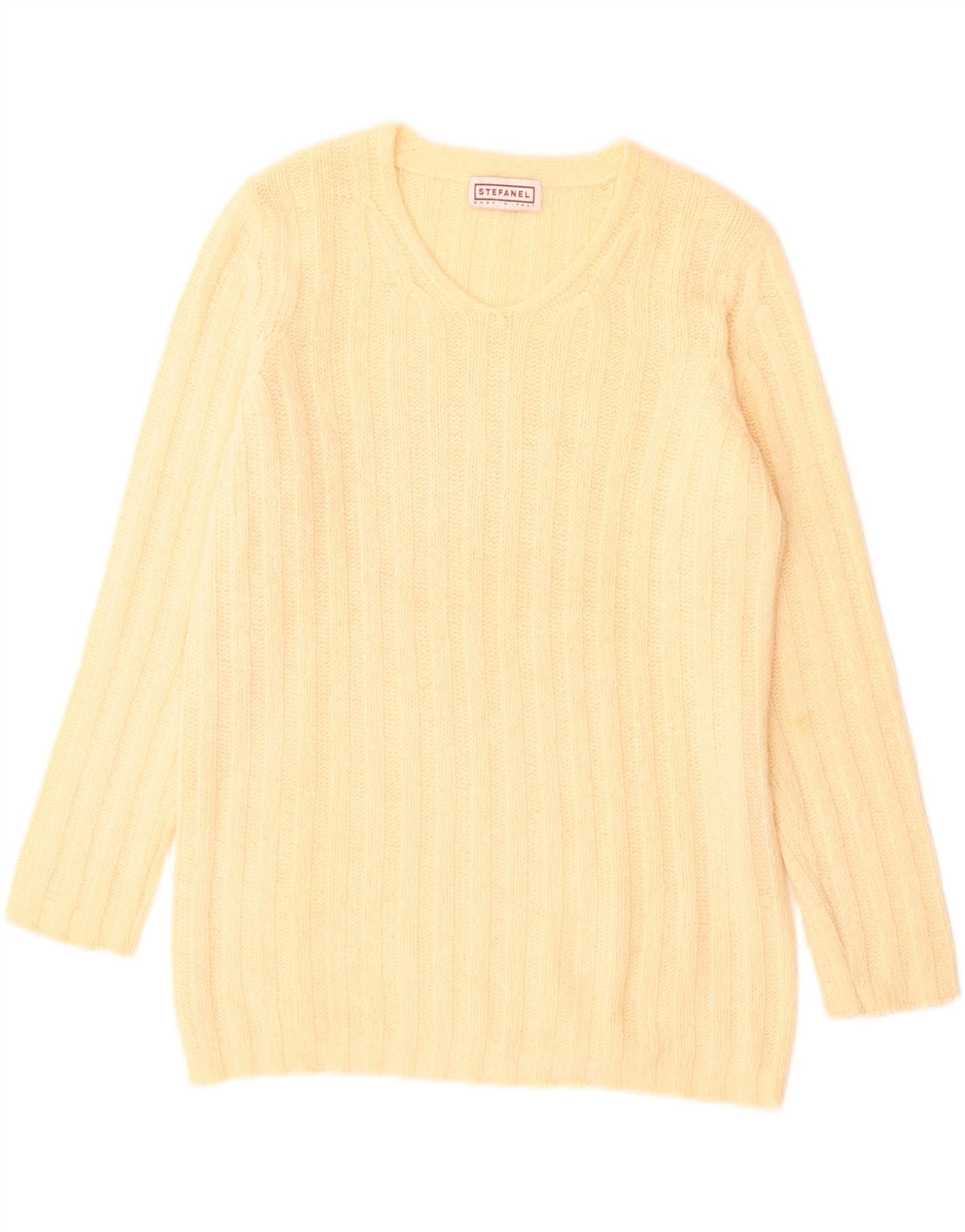Stefanel Dame V-hals sweater UK 14 Stor Gul