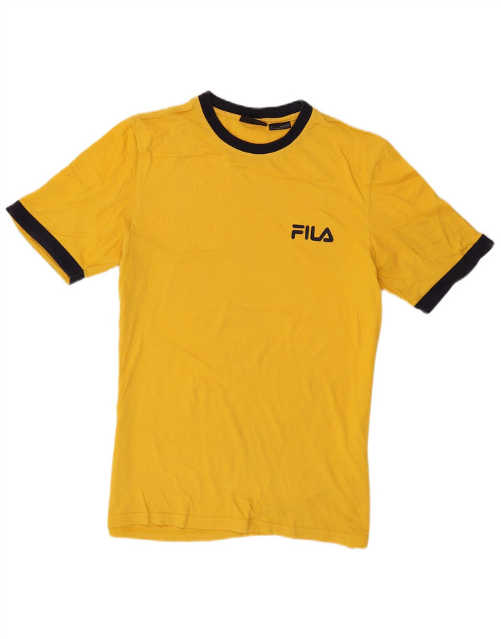 Fila Herre T-Shirt Top Lille Gul Colourblock Bomuld