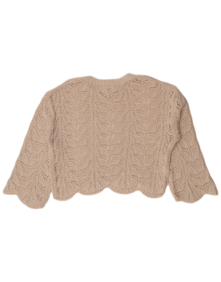 Zara Oversized hæklet Crop Top UK 10 Small Beige
