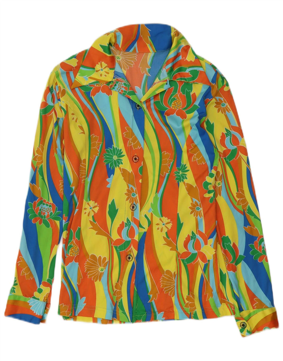 Vintage Dame Shirt Bluse UK 10 Small Multicolored Floral