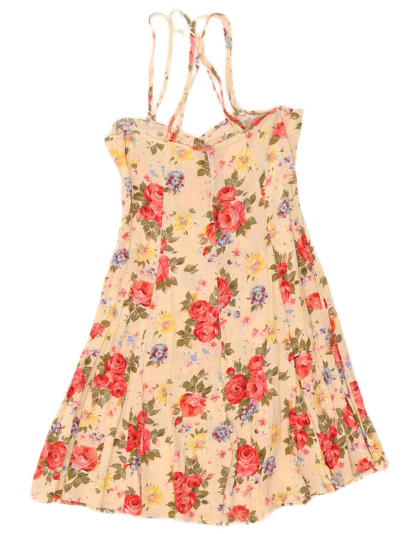 Vintage Dame Playsuit IT 42 Medium Yellow Floral Viscose