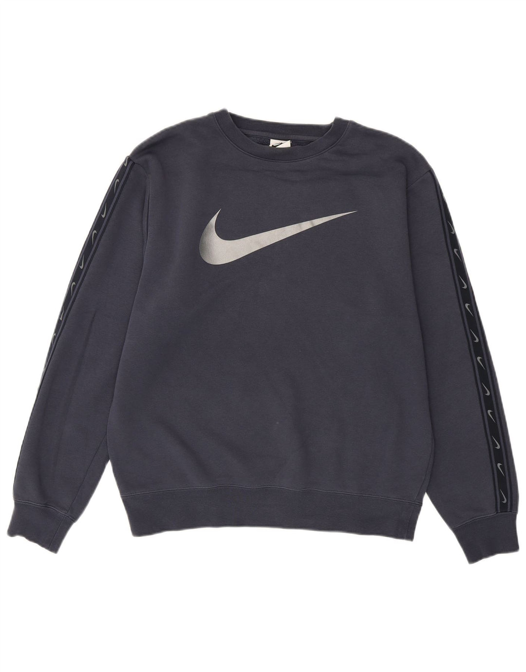 NIKE Mens Graphic Sweatshirt Jumper Medium Navy Blue Colourblock Cotton