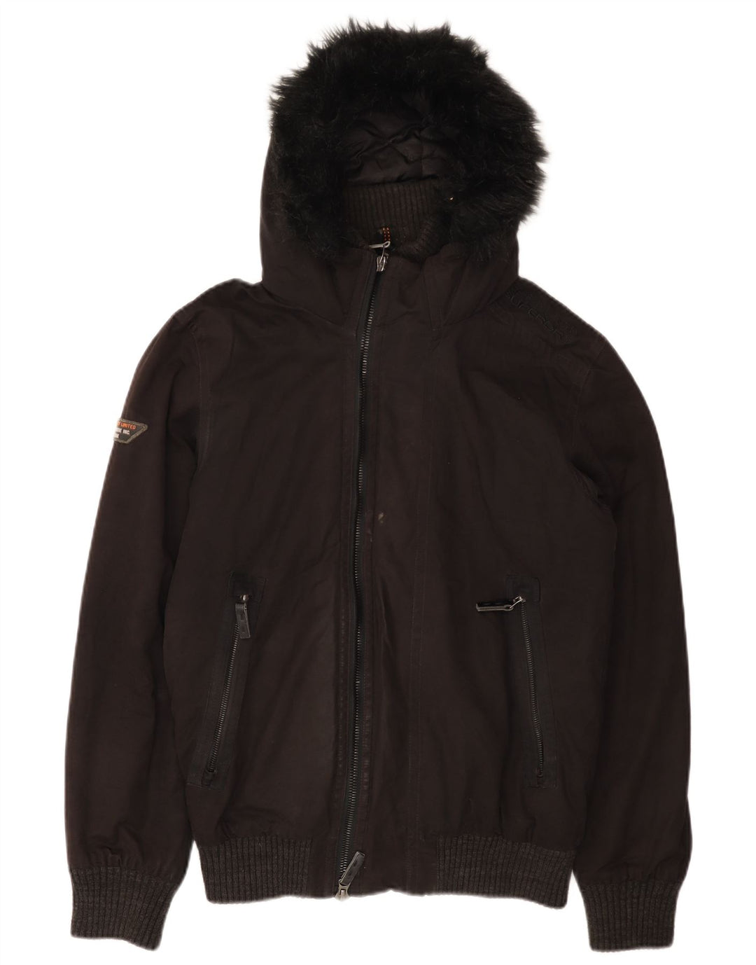 Superdry Bomberjakke med hætte til mænd UK 38 Medium Sort