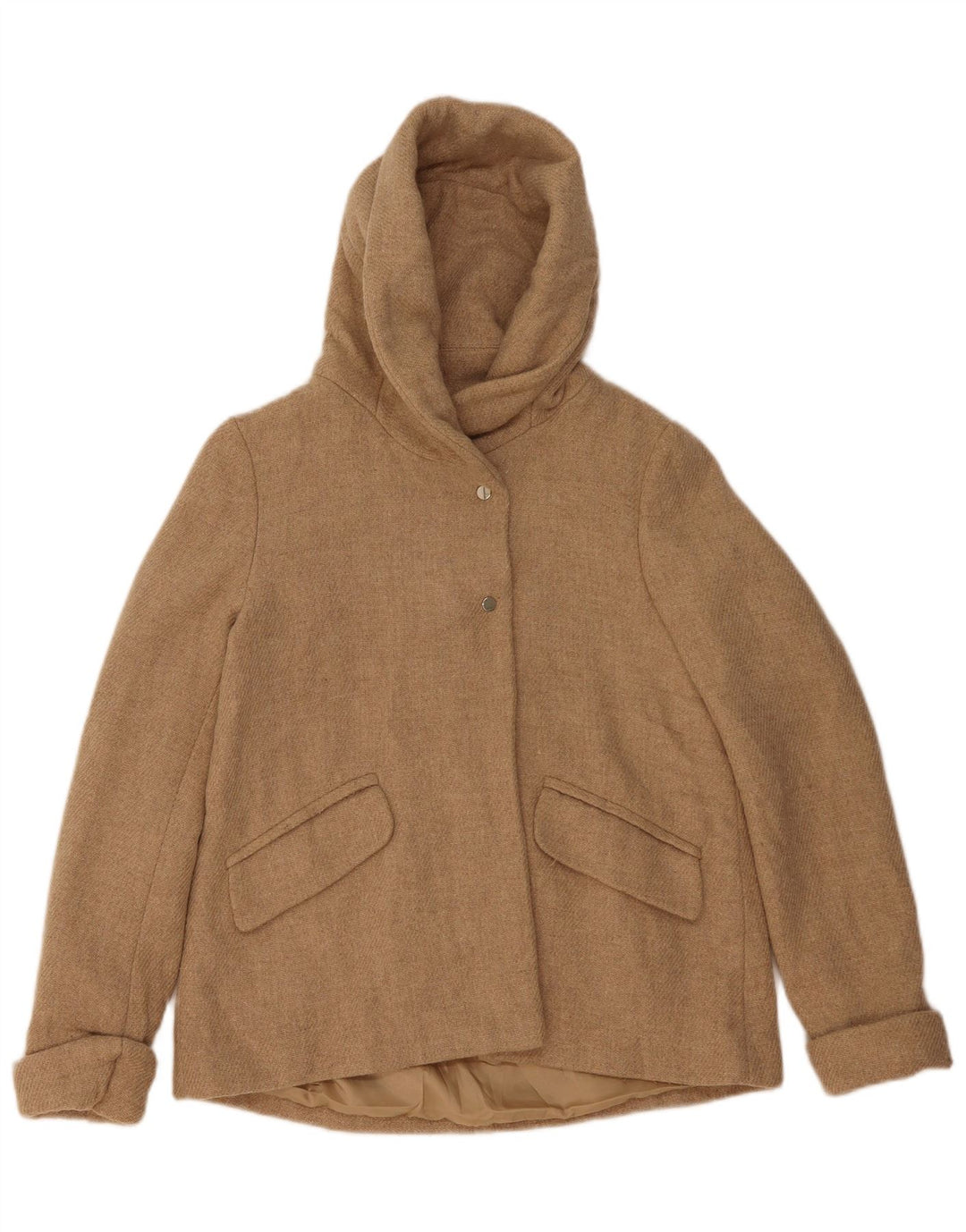 Zara Bomberjakke med hætte til kvinder UK 6 XS Beige Uld