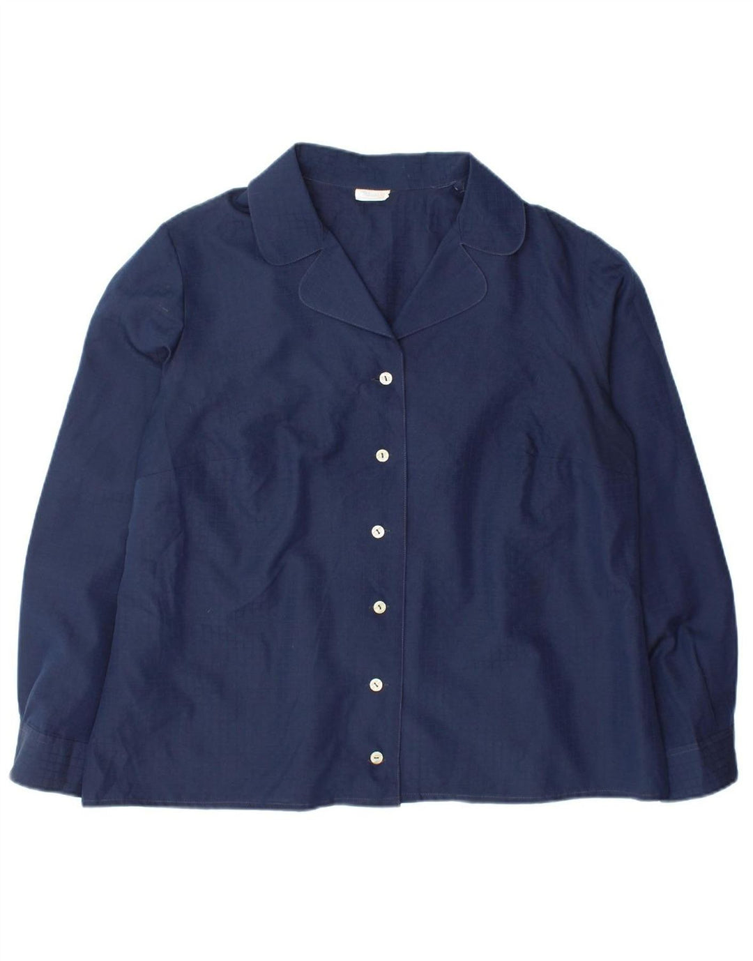 VINTAGE Womens Shirt Blouse IT 53 2XL Navy Blue Check