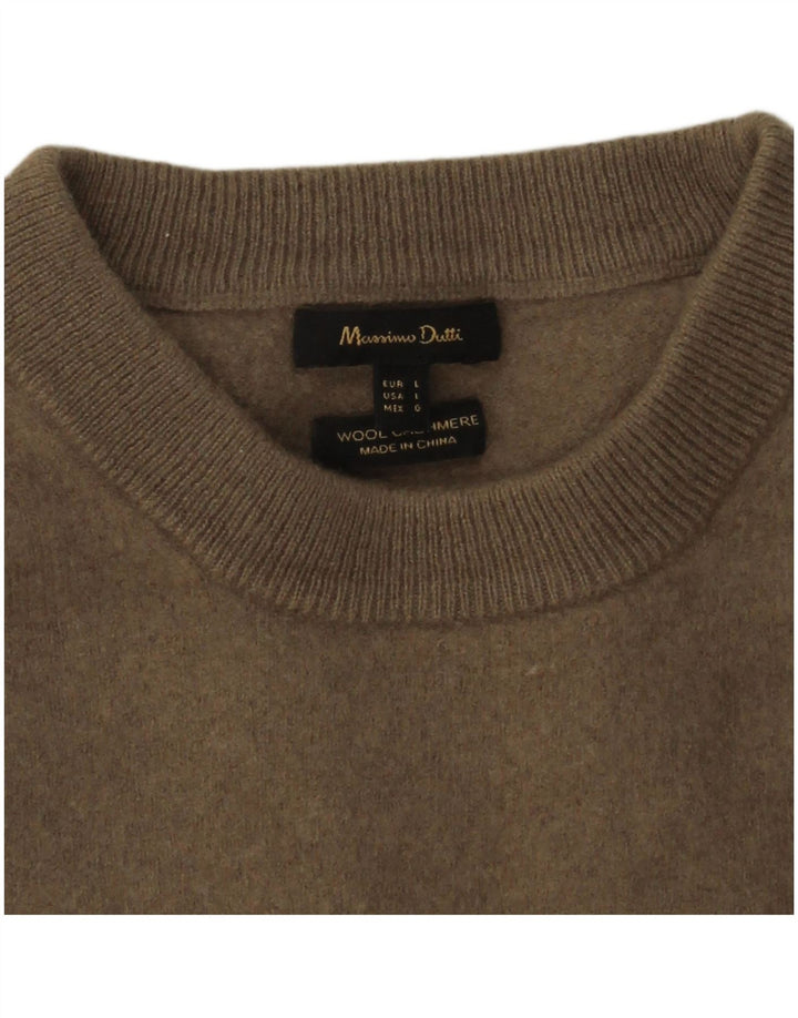 Massimo Dutti Dame Crew Neck Jumper Sweater UK 14 Large Grey Wool