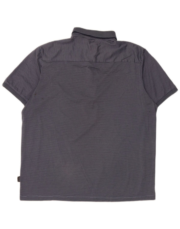 Hugo Boss Mens Regular Fit Polo Shirt Large Navy Blue Pinstripe