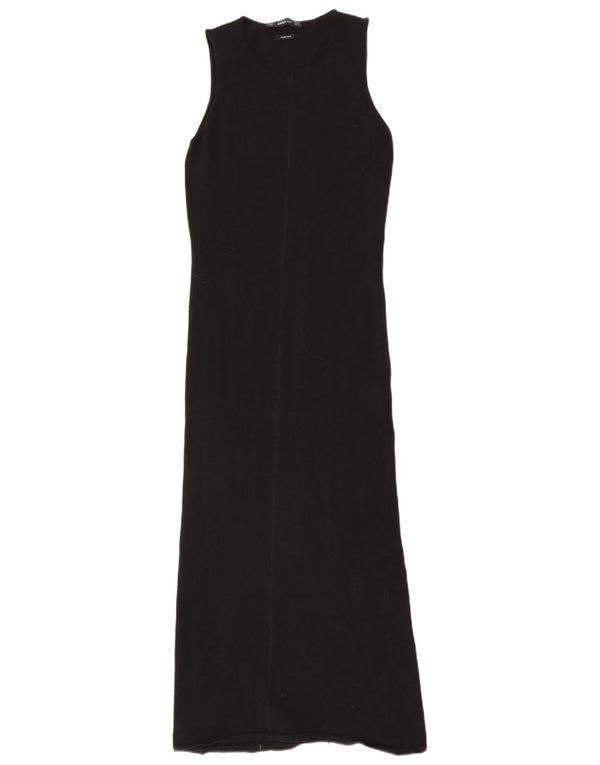 Zara Dame Sleeveless Jumper Dress UK 12 Medium Black Merino Wool
