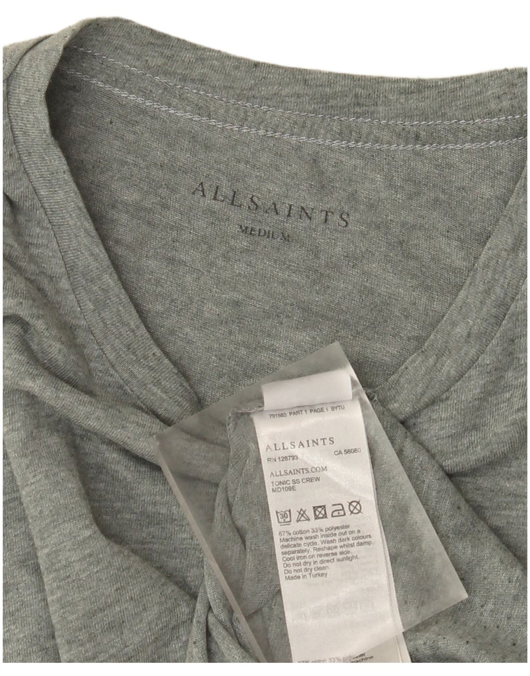 All Saints Herre T-Shirt Top Medium Grøn Bomuld