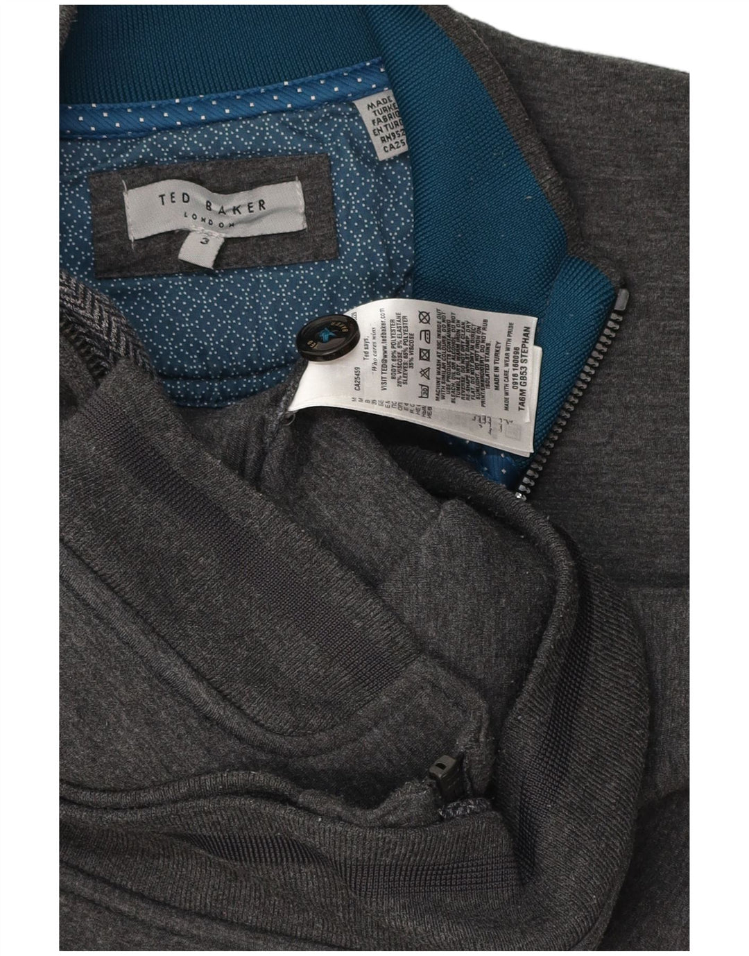 Ted Baker Herre træningsdragt Top jakke Størrelse 3 Medium Grå Polyester