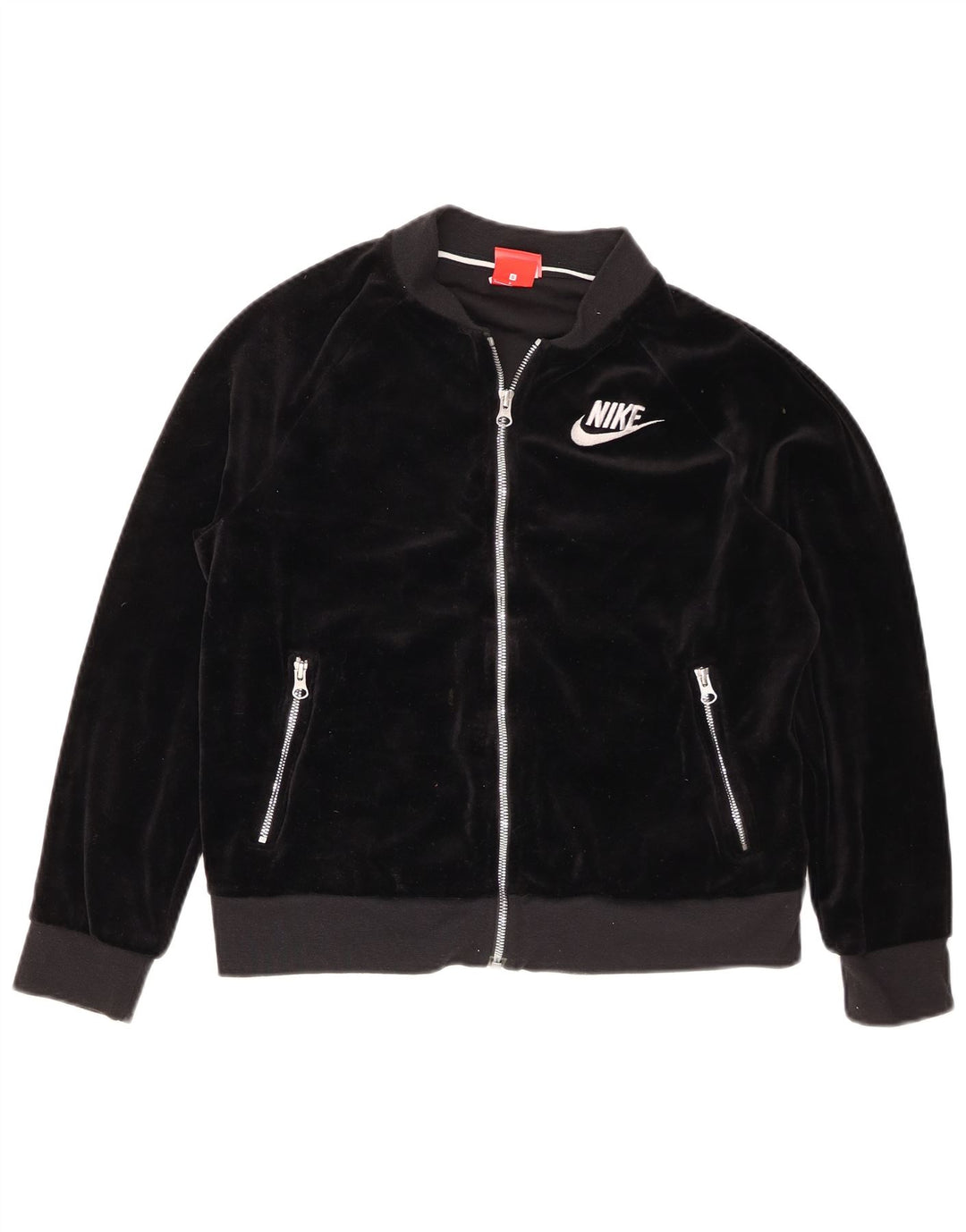Nike Dame Oversized Velour Træningsdragt Top Jakke UK 10 Lille Sort