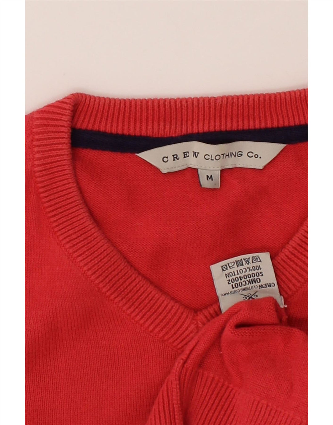 CREW CLOTHING Mens V-Neck Jumper Sweater Medium Red Cotton Vintage Crew Clothing and Second-Hand Crew Clothing from Messina Hembry 
