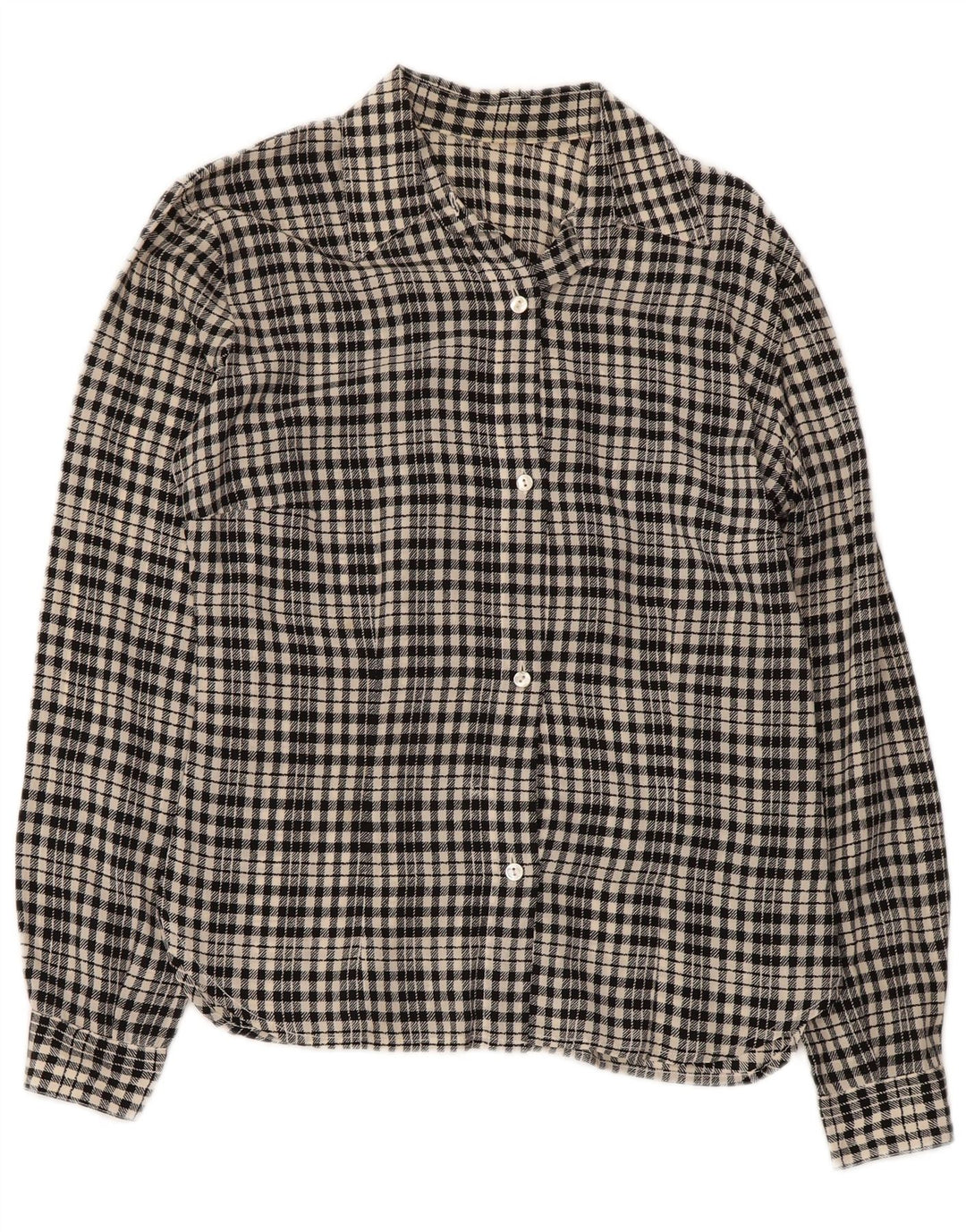 Vintage flannelskjorte til kvinder UK 12 Medium Black Check
