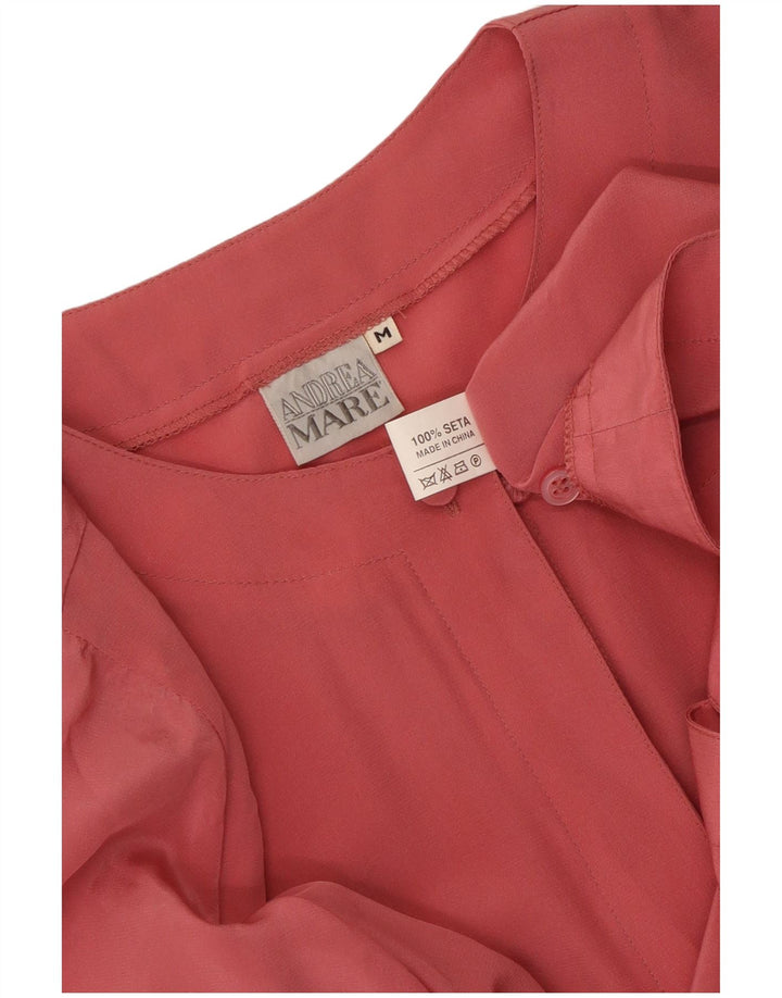 Andrea Mare Dame Oversized skjortebluse UK 14 Medium Pink Silk