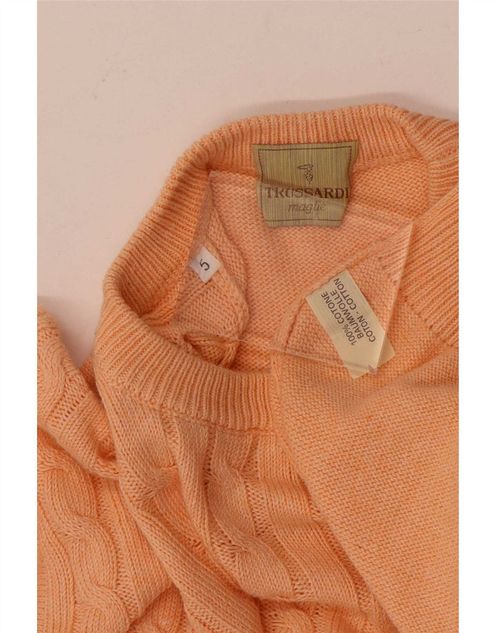 Trussardi Herre Boat Neck Jumper Sweater Stor Orange Bomuld