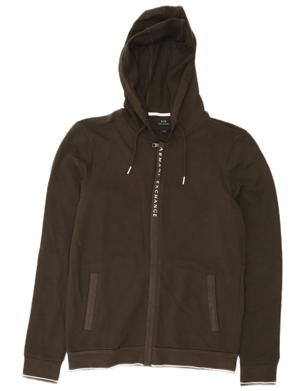 Armani Exchange Herre hættetrøje med lynlås XS Khaki Bomuld