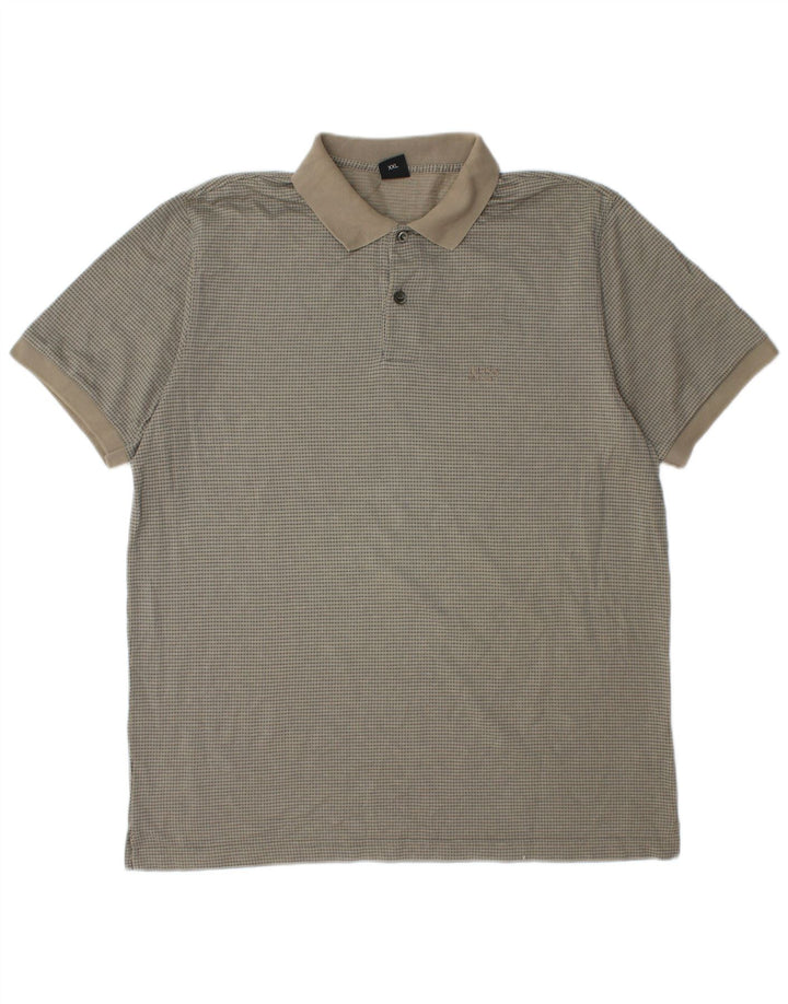 HUGO BOSS Poloskjorte til mænd 2XL Beige Geometrisk Bomuld