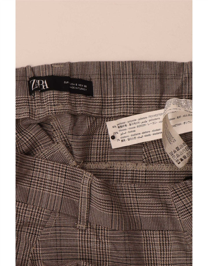 Zara Womens Crop Slim Suit Bukser Small W26 L24 Grå Houndstooth