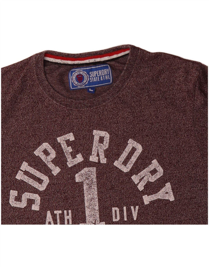 SUPERDRY Herre grafisk T-shirt Top Stor lilla flækket bomuld