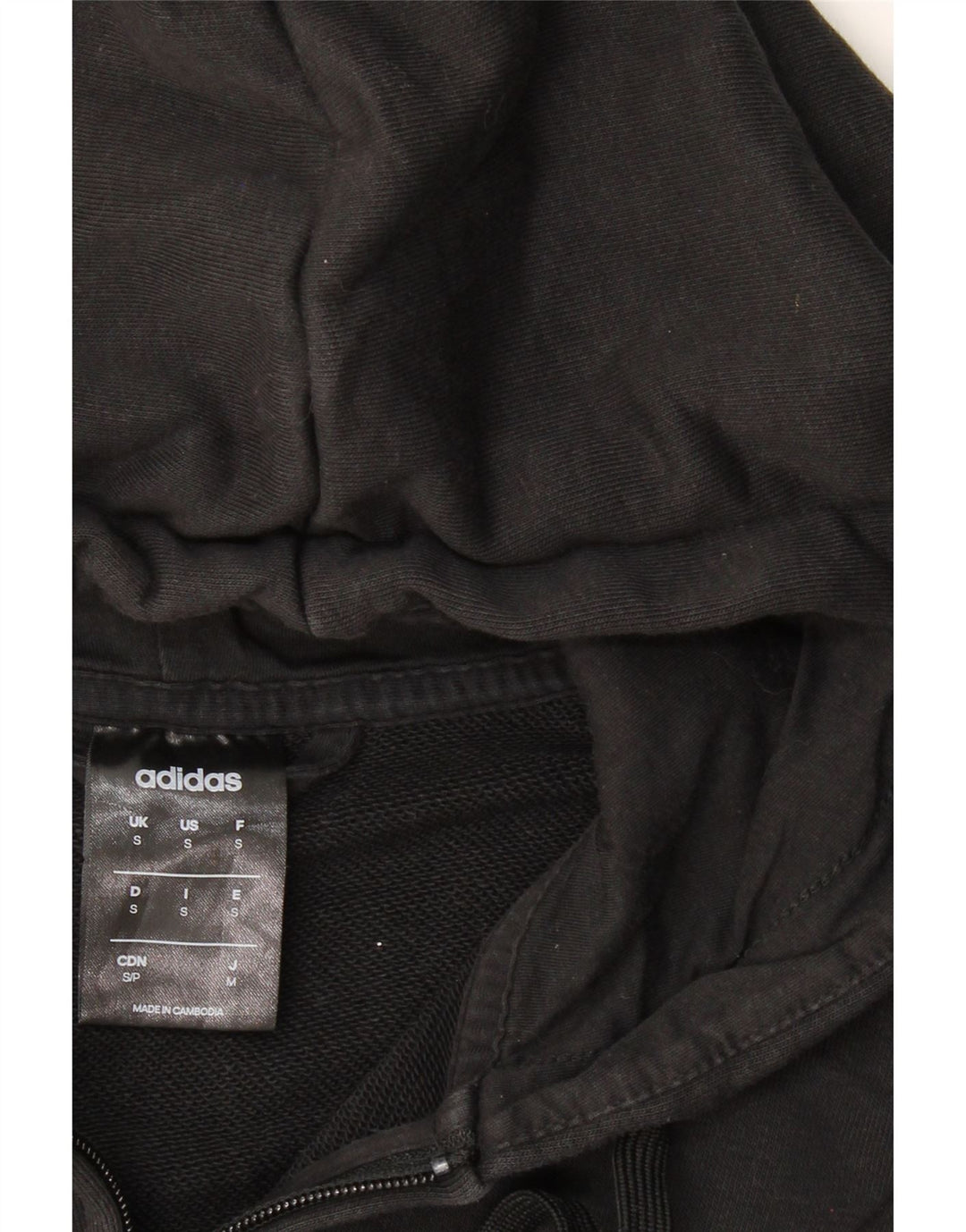 ADIDAS Mens Zip Hoodie Sweater Small Black Cotton Vintage Adidas and Second-Hand Adidas from Messina Hembry 